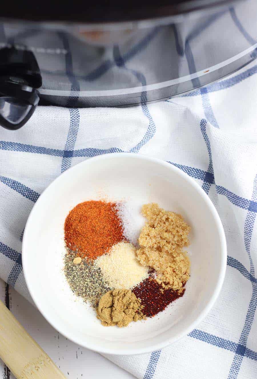 seasoning in a bowl ready to go into the crockpot