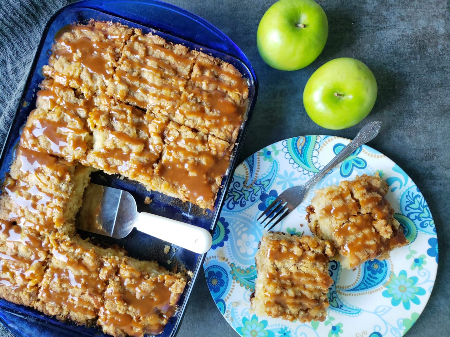 apple coffee cake in a pan