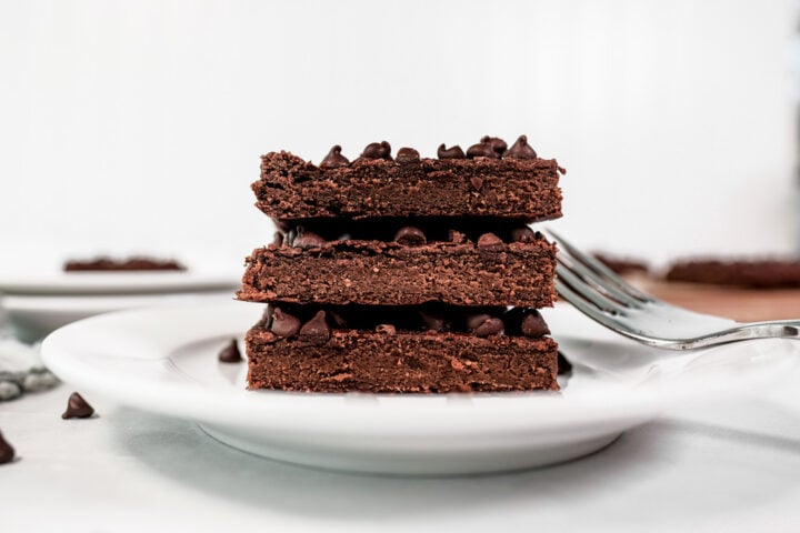 Pumpkin chocolate brownies on a plate ready for your gluten-free or vegan diet!