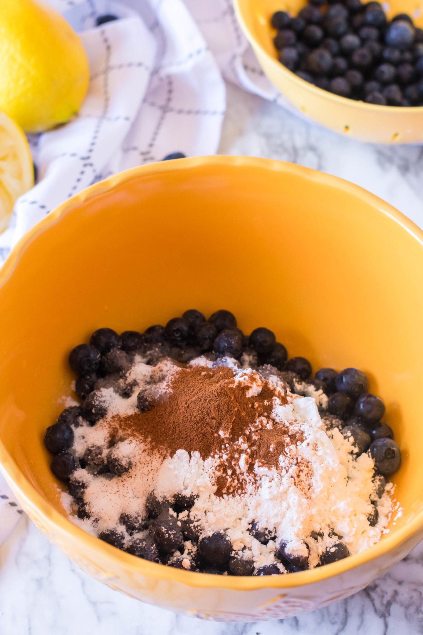 flour and spices for fresh blueberries