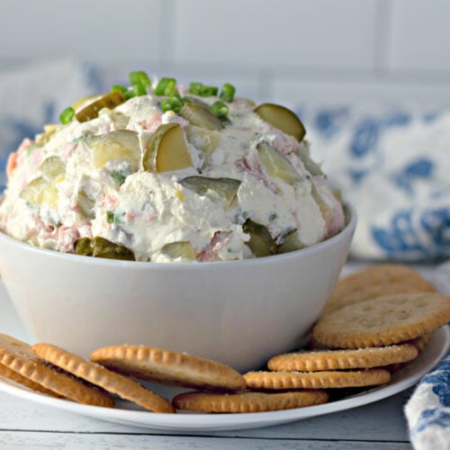 easy Dill Pickle Dip with Ham ready in 5 minutes!