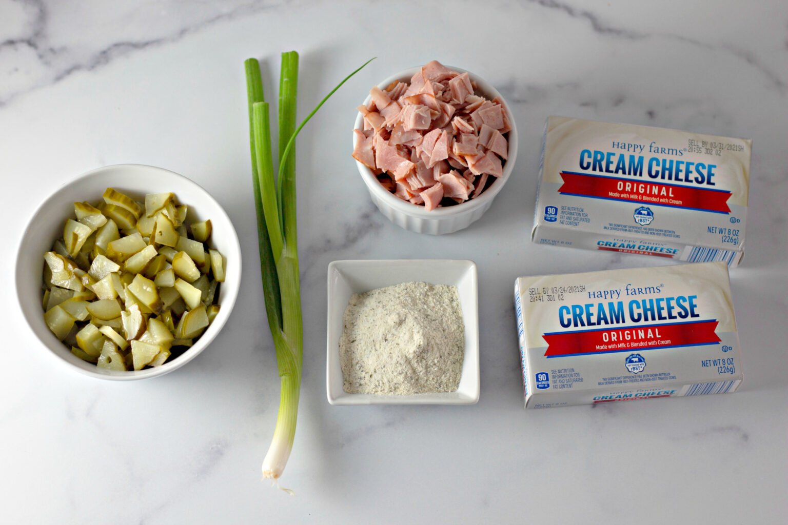 easy Dill Pickle Dip with Ham ready in 5 minutes!