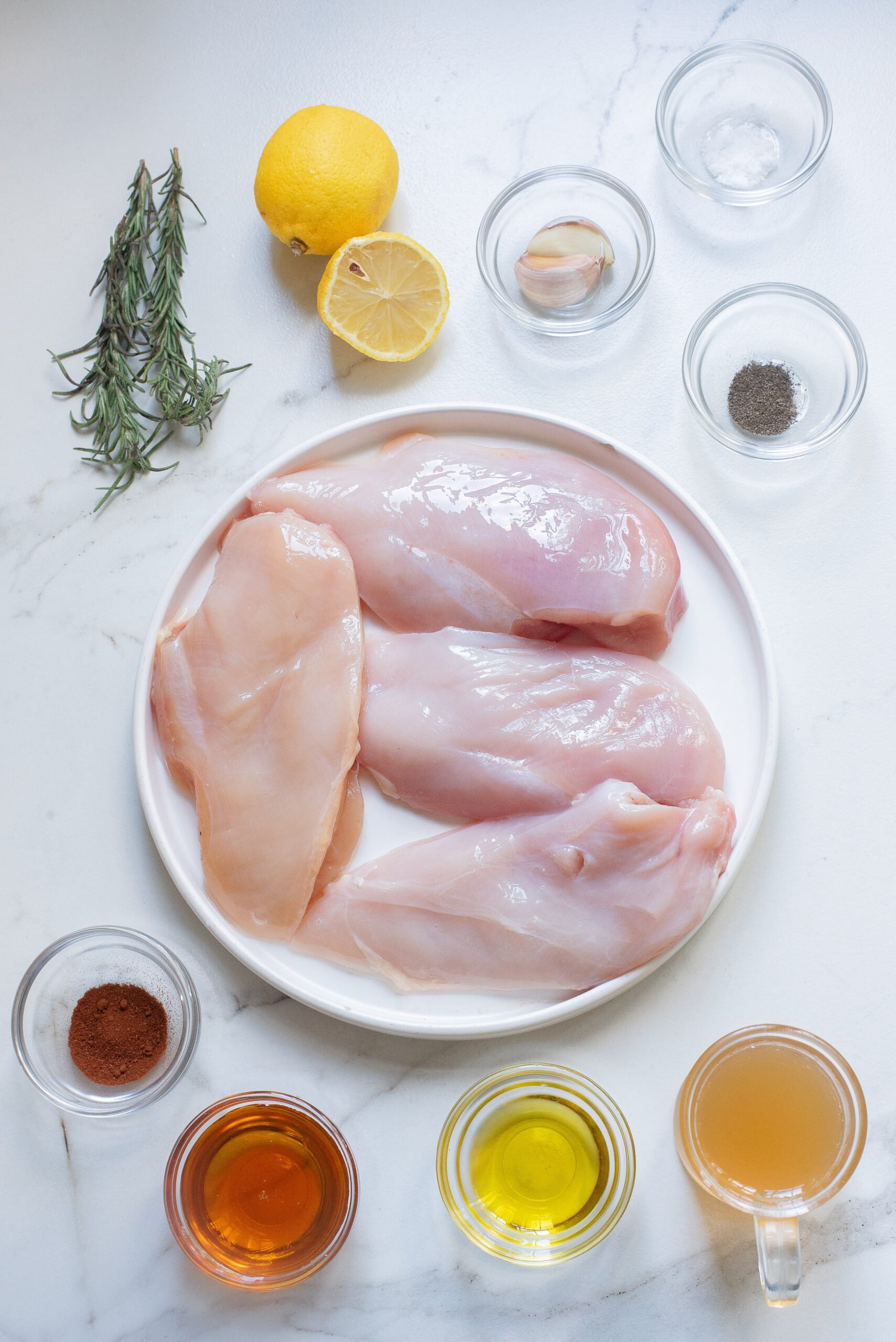 ingredients for honey lemon rosemary chicken