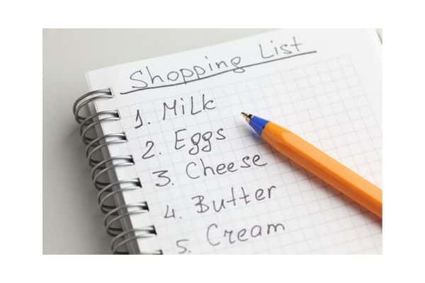 a shopping list helps eliminate kitchen waste