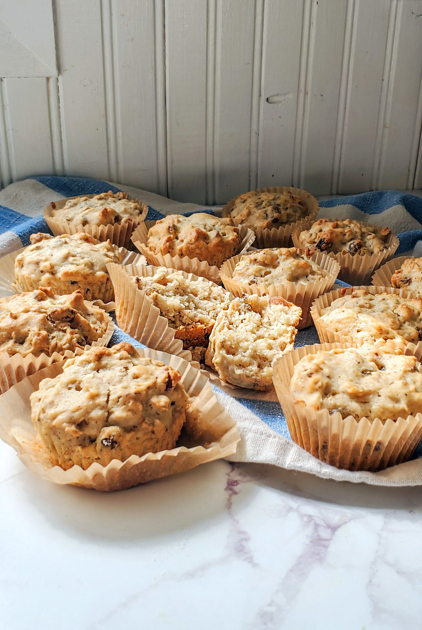 A counter full of applesauce muffins