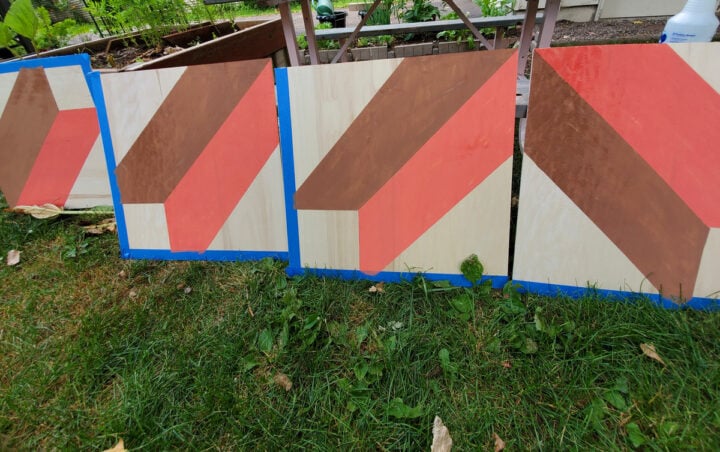 DIY barn quilt in process