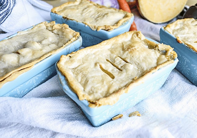 homemade chicken pot pie with a creamy filling and beautiful crust.