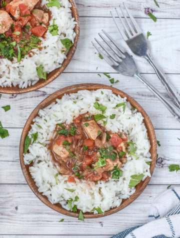 Chicken Tikki masala with rice.