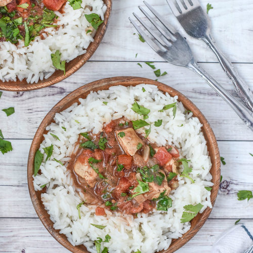 Chicken Tikki masala with rice.