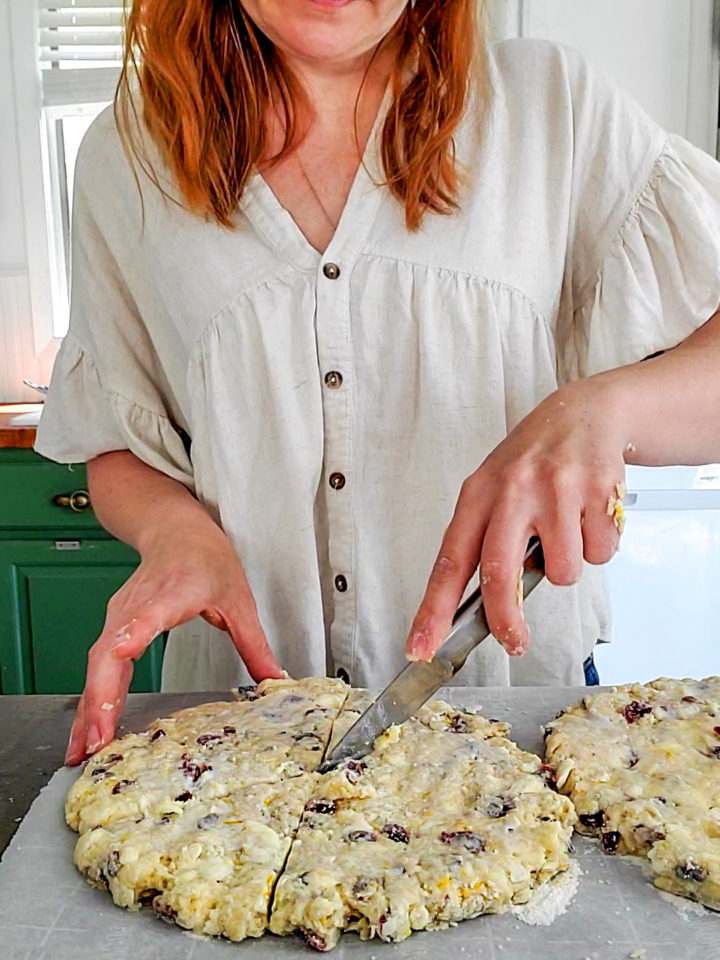 cutting scone dough