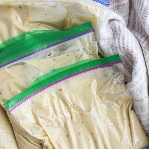 soup being frozen for later use.