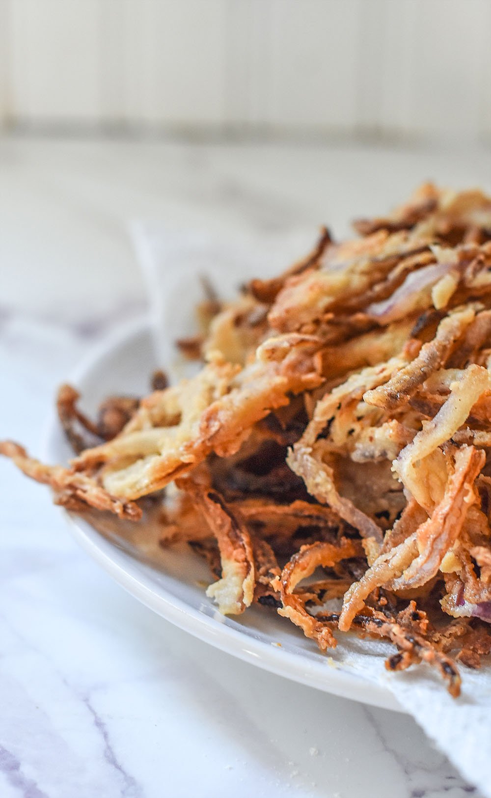 a plate of homemade fried onions