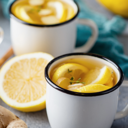 homemade ginger tea in mugs