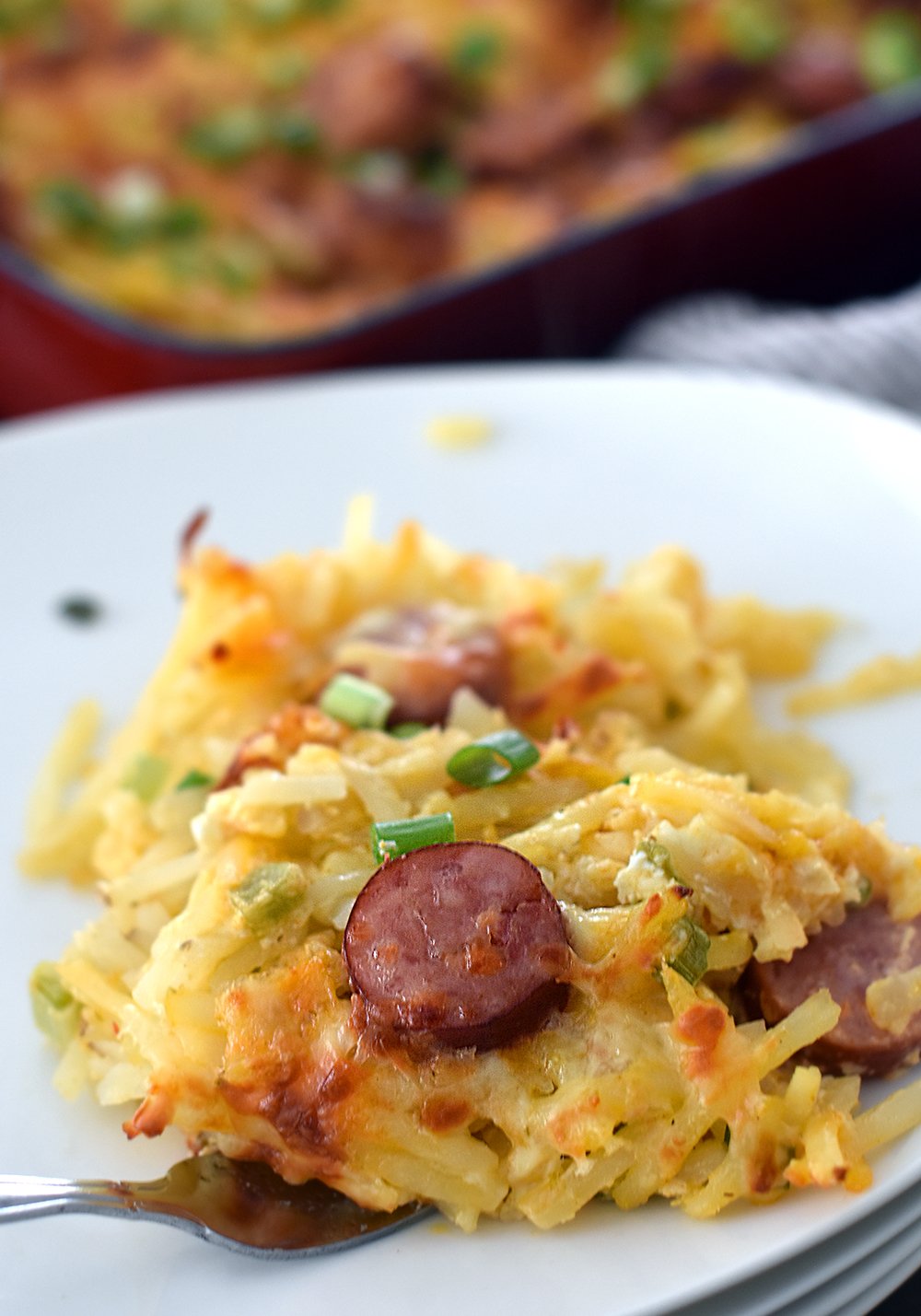 Kielbasa and hashbrowns casserole