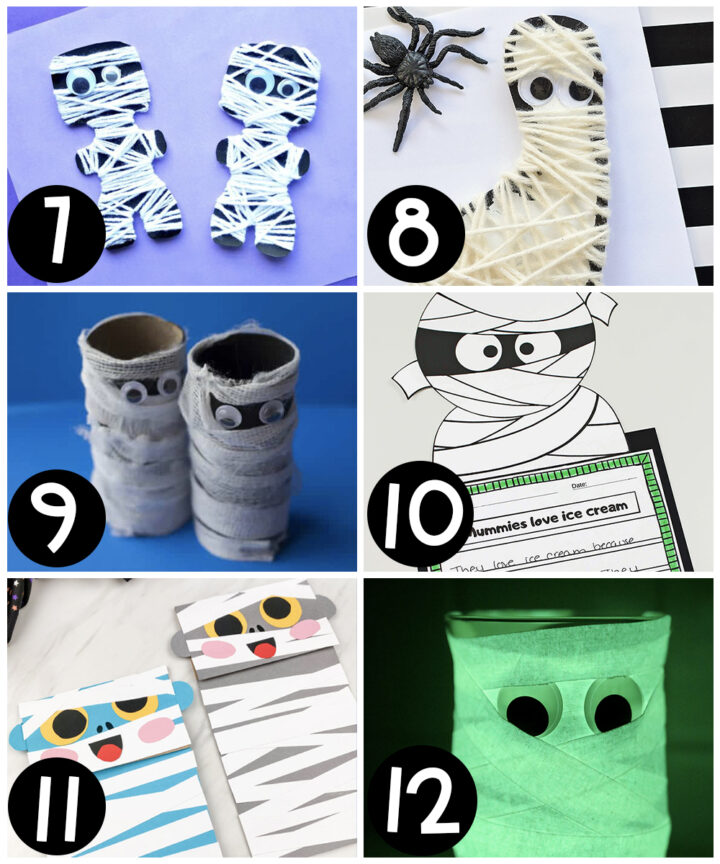 Halloween crafts for kids featuring mummies
