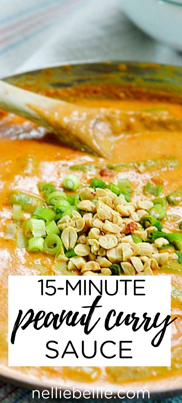 This peanut curry sauce is made up in only 15 minutes. A fantastic family dinner idea that is quick and easy! Add chicken or beef , if you like! #curry #peanut #dinneridea