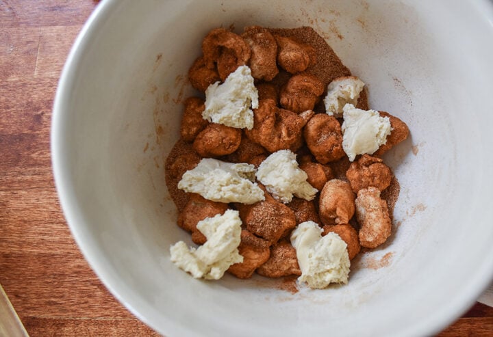 Mixing up the monkey bread