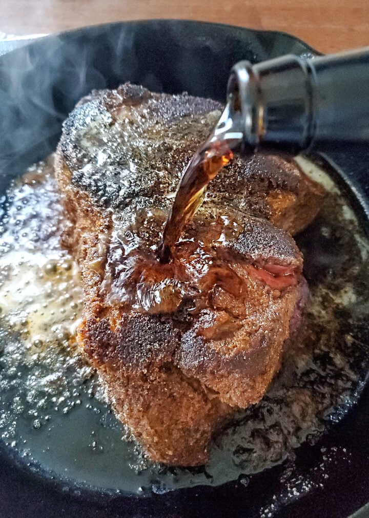 Guinness poured over beef roast