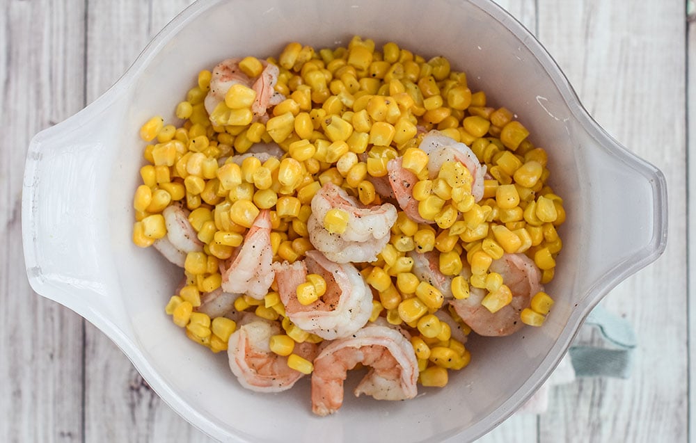 corn and shrimp ready for shrimp and corn chowder