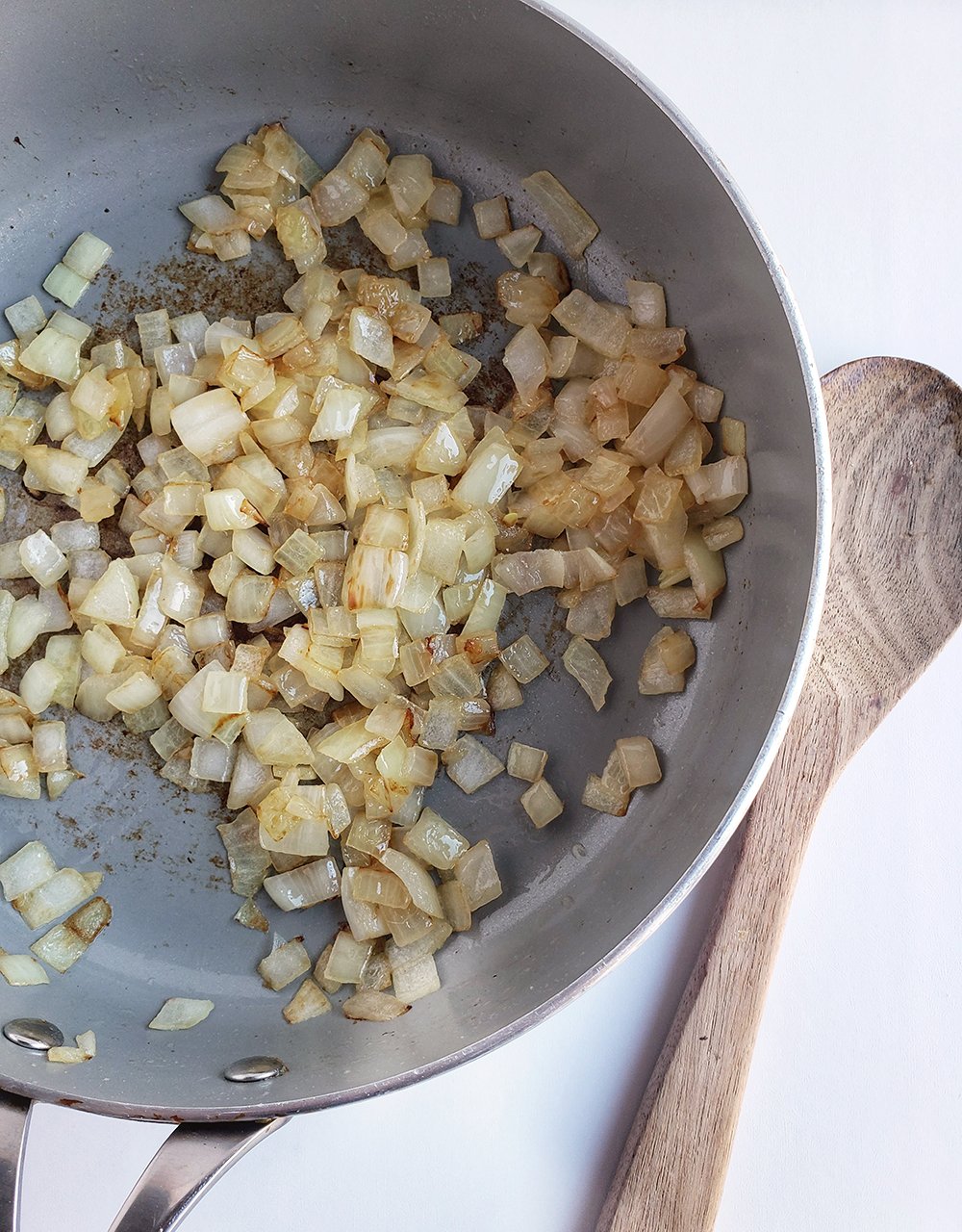 onions being sauteed for swedish meatballs
