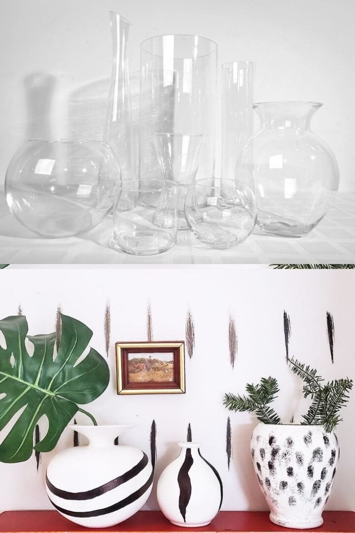 Turn your mismatched glass vases into beautiful textured ceramic vases.